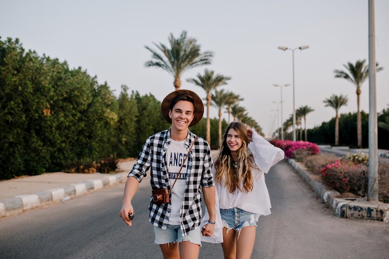 a couple take a walk down an orlando street