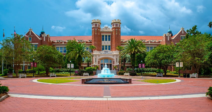 westcott building and wescott fountain at florida state university