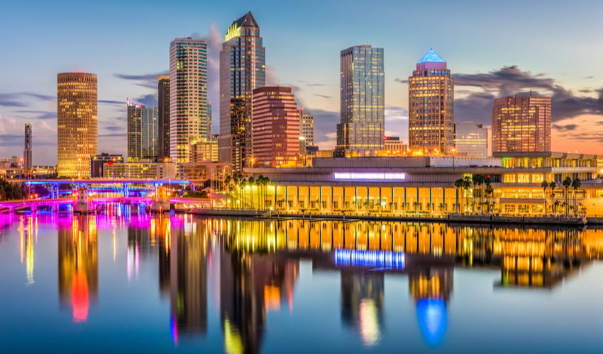 tampa waterfront in the evening 