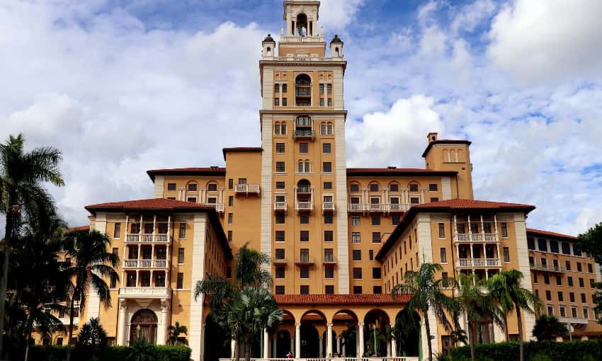 The front of the Biltmore Hotel in Miami