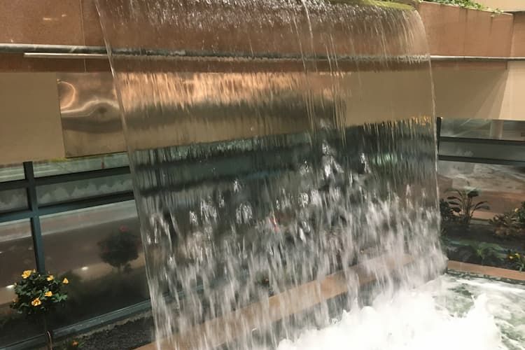 Indoor waterfall at Sarasota Airport