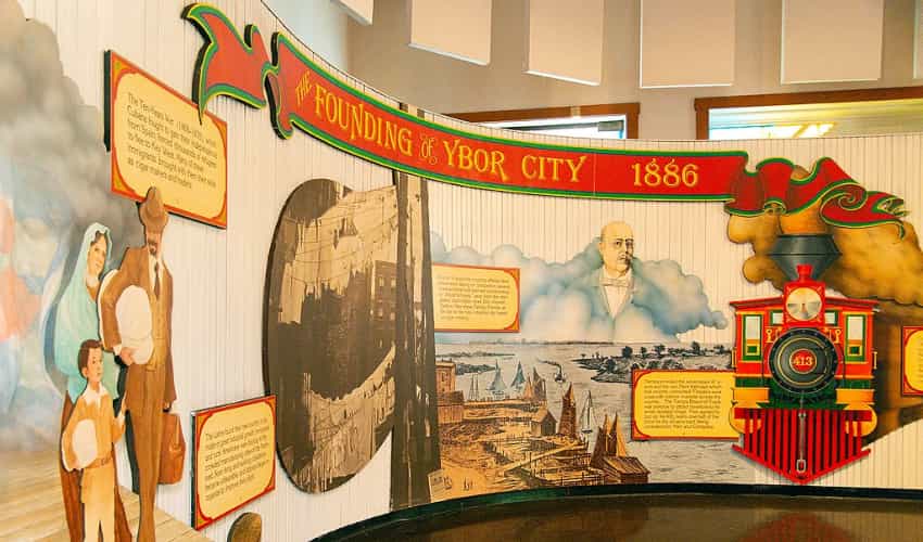 An exhibit about the founding of Ybor City in the Ybor City Museum State Park
