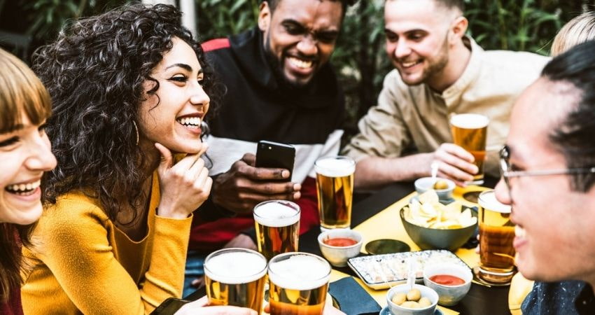 People enjoying time at a brewery