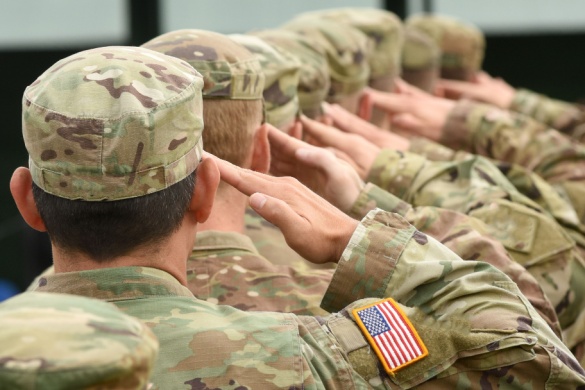 a line of soldiers standing at attention